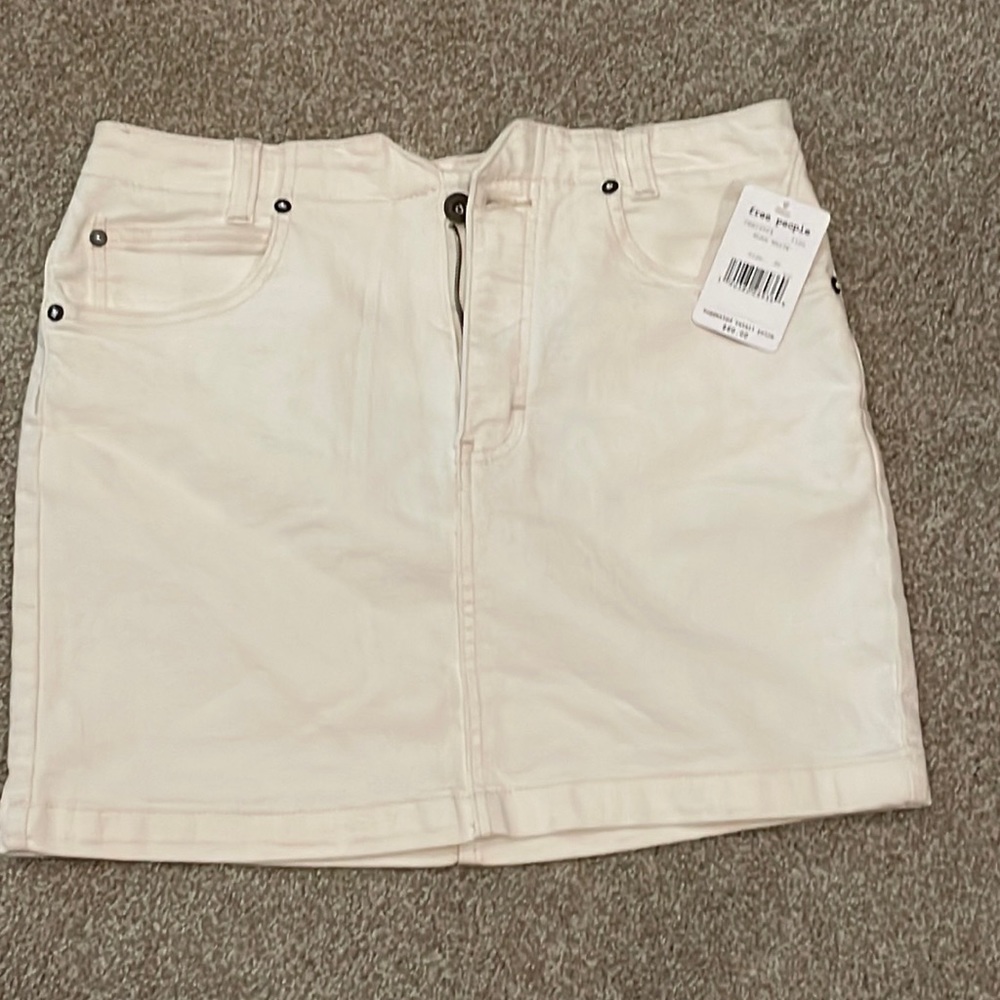 Free people white Jean skirt NWT